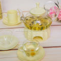 Pyrex Glass Tea pot Heatable Porcelain Tea Set